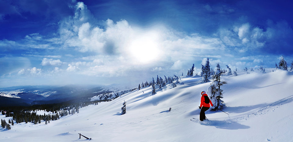 Ski fields in Japan on a sunny day