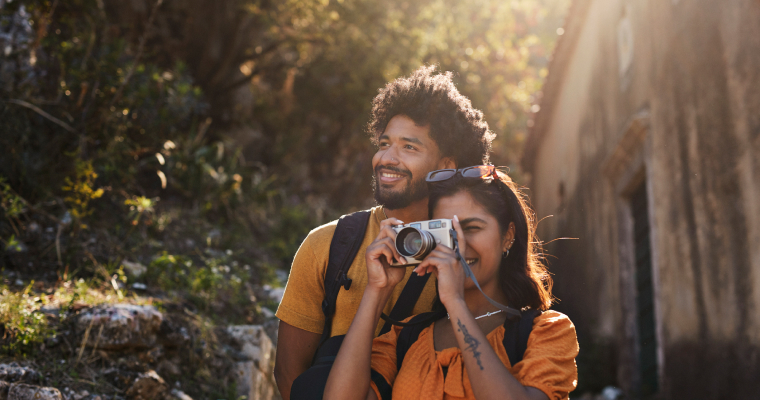 Two tourists taking a photo