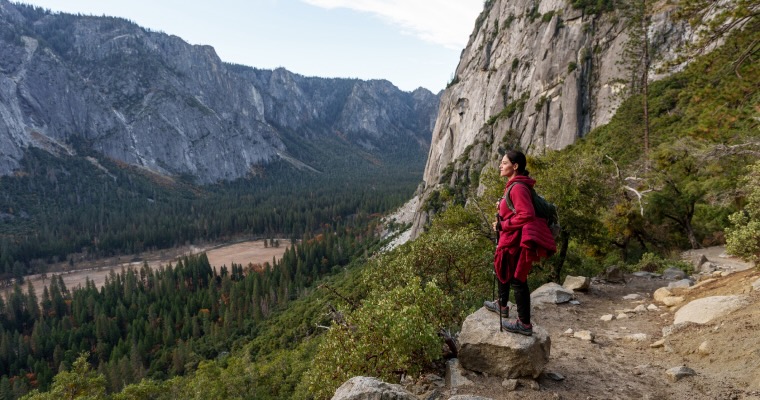 Woman Hiking in Yosemite National Park 