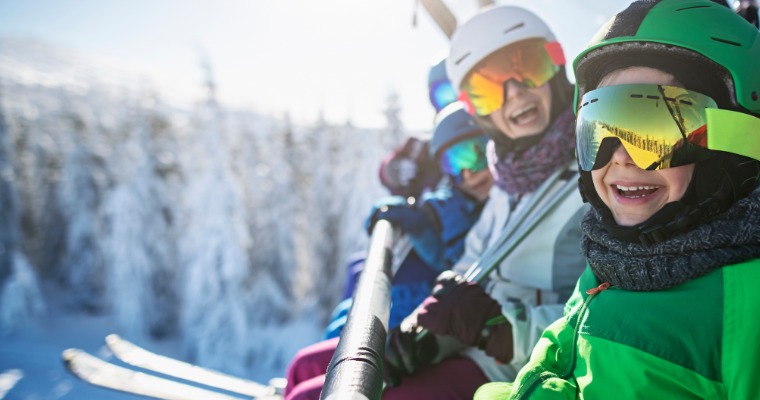 Children on a ski lift